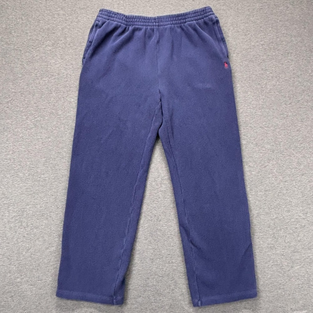 VTG Polo By Ralph Lauren Pants Mens 34x29 Blue Fleece Sweatpants Lounge Casual